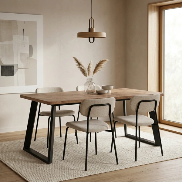 Стол LOFT LUX RADIAL-200, раздвижной 200(290)х105, ДУБ ВЕЛЛИНГТОН/ЧЕРНЫЙ